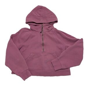 Lululemon Cropped Oversized Half Zip Scuba Hoodie Velvet Dust Small Cropped Hood